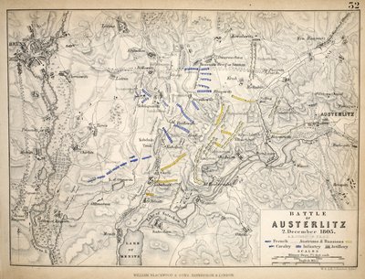 Map of the Battle of Austerlitz, published by William Blackwood and Sons, Edinburgh and London, 1848 by Alexander Keith Johnston